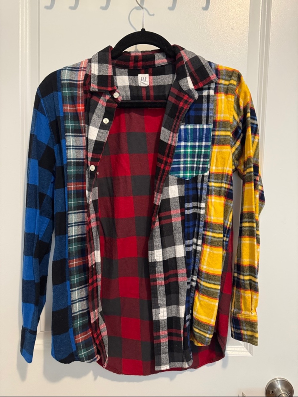 GAP Multi-Plaid Button-Down Shirt in Red, Blue, Yellow, Black & White